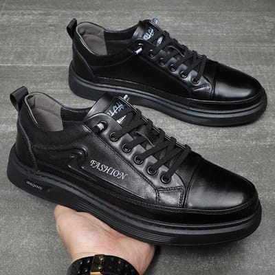 Nieuwe Stijl Leer Embossed Heren Lage Sneakers Heren Zwart Herenschoenen Loafers Mode Trendy Schoenen 44 black