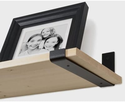 Zwarte, geschikt voor epoxy gecoate stalen beugel, wandbeugel, dragend steunframe, plankbeugel, L-vormige beugel, 10,3 cm hoog x 25,4 cm diep