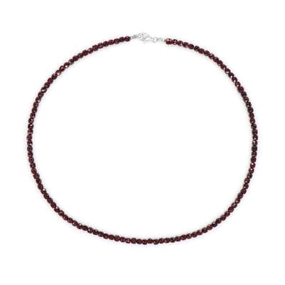 Cavill - Zilveren Halsketting 925 Sterling Zilver Gerhodineerd - Mozambique Granaat Vierkant 77,21 ct - Elegante Dieprode Sieraad 45 cm