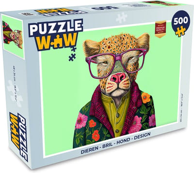 Puzzel Dieren - Bril - Hond - Design - Legpuzzel - Puzzel 500 stukjes