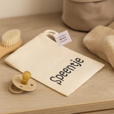 Organizer | Speentje | Gifts by M | Speenzakje | Luiertas | Opbergzakje | Hygiënisch | Baby | Trekkoord | Katoen | Naturel | Kraamcadeau