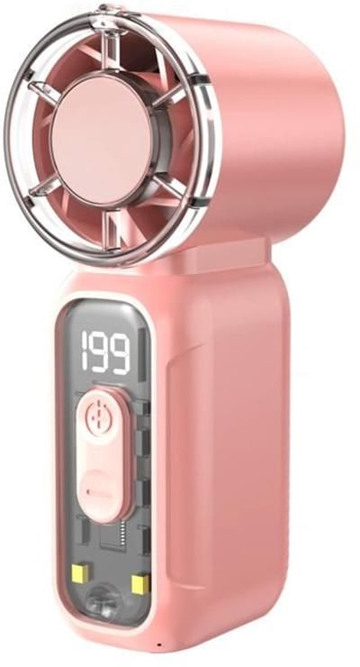 Mini oplaadbare zakventilator, hoog vermogen, snelle turbine, draagbaar voor buiten (roze).