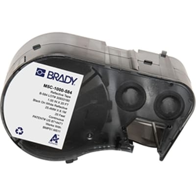 Brady M5C-1000-584 reflecterende labels zwart op wit | 25,40 mm x 6,10 m (origineel)