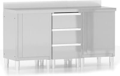 vidaXL - Commerciële - Keukenkasten - 3 - stuks - Roestvrij - Staal