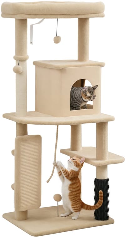 PawHut krabpaal voor katten - Spaanplaat - 55x44x132cm - Beige