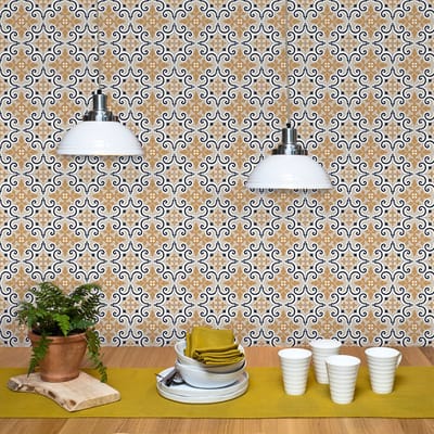 Zelfklevende tegelmuurstickers voor keuken en badkamer - 9 cementtegelstickers, Azulejos Antonina - 9 stickers, 10x10cm