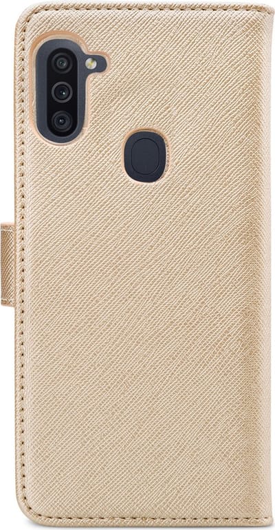 My Style Telefoonhoesje geschikt voor Samsung Galaxy M11 Hoesje | My Style Flex Wallet Bookcase Portemonnee | Pasjeshouder voor 3 Pasjes | Telefoonhoesje voor Pinpas / OV Kaart / Rijbewijs - Goud