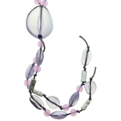 Behave - Lange lila kralenketting met hanger - Modieuze ketting voor elke gelegenheid - 86 cm lang
