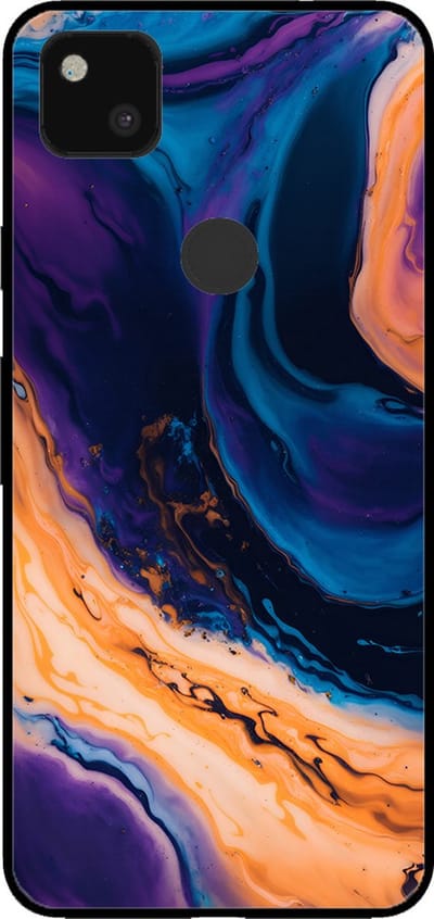 Smartphonica Telefoonhoesje voor Google Pixel 4A met marmer opdruk - TPU backcover case marble design - Blauw geschikt voor Google Pixel 4A