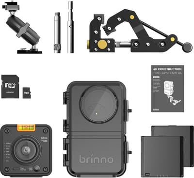 Brinno BCC5000 4K WiFi-time-lapse-camerapakket – Geavanceerde beeldsensor, HDR, IP65-behuizing, mobiele app, 6 maanden batterijduur met uitbreidingssleuven, Bluetooth, montagesysteem