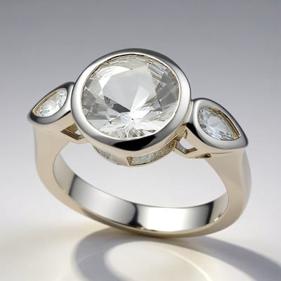 Cavill - Zilveren Ring met 2,25 ct Danburiet Ronde Briljant + 0,486 ct Peervormige Zirkonen - 925 Sterling Zilver - Elegante Mexicaanse Edelsteen