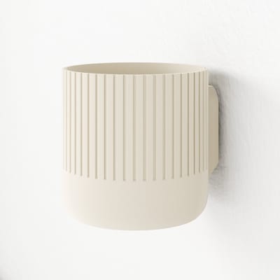 Fleuriek - Bloempot voor aan de muur Beige - Japandi hangpot binnen voor plantenwand, Decoratieve plantenhangers - Kunststof plantenpot voor aan de wand - D12 cm