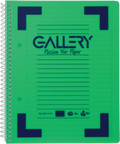 Gallery Traditional spiraalschrift ft A5, gelijnd, geassorteerde kleuren, 160 bladzijden 6 stuks