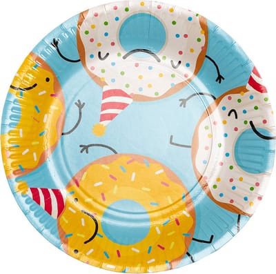 Boland - Set 8 papieren bordjes Donut - Pastel - Pastel
