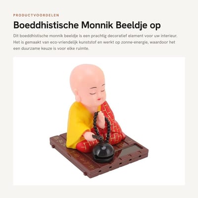 Dailygoods- Monnik Beeldje Eco-vriendelijk - Tuinbeelden voor Buiten - Tuinbeelden Kunststof - Boeddhistische Decoratie - Zonne-energie - Tuinaccessoire - Tuinbeeld