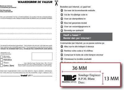 Bon voor een stempelplaatje Trodat Printy 4911