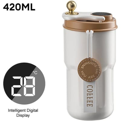 Bouteille Thermos Intelligente Eau Température LED Numérique Tasse Mug à Café Flasque en Acier Inoxydable Flasques Thermos Portables à Vide 420ML