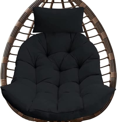 Hangende Eierstoel - Hangmat Swing - Buiten Ontspannen - Met Stabiele Stand - 120x105cm - Zwart