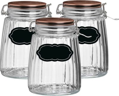 Weckpot/inmaakpot - 4x - 1.5L - glas - met beugelsluiting - incl. etiketten