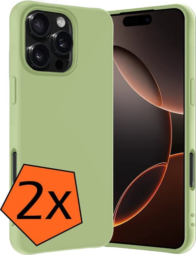 Hoes - 2 Stuks - Geschikt voor Apple iPhone 16 Pro - Sterk & Shockproof - Case Siliconen - Back Cover - Telefoon Hoes - Groen
