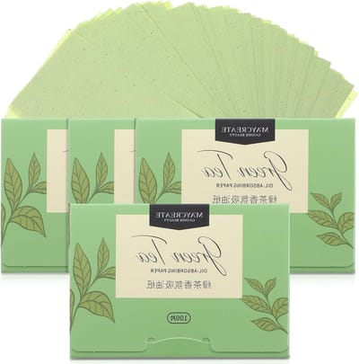 400 Vellen Olieabsorberende Bladen voor Gezicht - Groene Thee Oliecontrole, Make-up Verwijdering en Huidverzorging - Ideaal voor Vrouwen en Mannen 9.1x6