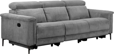 Lund-3Zitsbank - 2 Relaxfauteuils - Grijs Corduroy