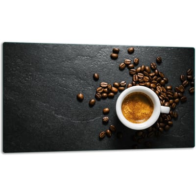 TMK ArtDeko - Glazen Snijplank - 52cm x 30cm - Beschermplaat - Koffie Motief