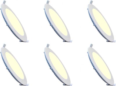 LED Downlight Inbouwspot 6 Stuks - Brinton Thin - 15W 1440lm 120° Bundelhoek - Warm Wit 3000K - IP40 - Rond - Wit - Ø198mm Buitenmaat - Ø175mm Zaagmaat
