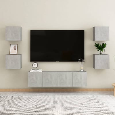 vidaXL - 6-delige - Tv-meubelset - bewerkt - hout - betongrijs