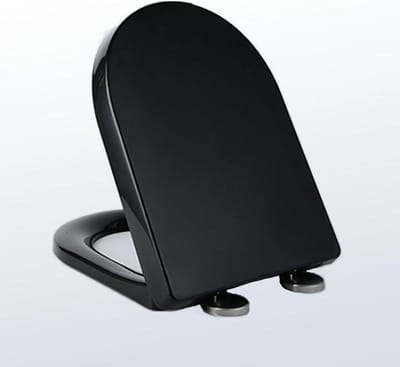 Toiletbril D-vorm - WC-bril zitting - Badkamer vernieuwen - Soft Close mechanisme - 360 x 460 mm - Zwart