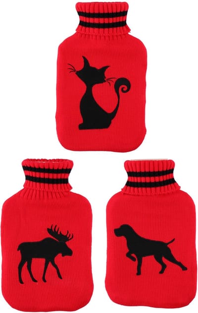 Lifetime warmwaterkruik 2L met gebreiden hoes rood - comfort kruik.
