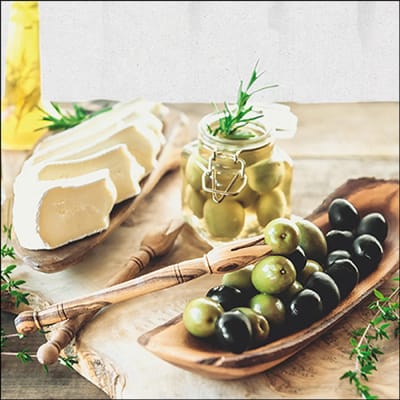 Ambiente papieren servetten kaas en olijven Napkin Olives and Cheese 20pcs 33 x 33 cm