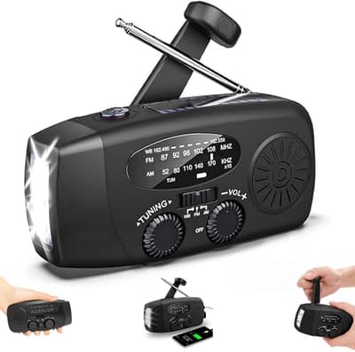 Noodradio solar opwindbaar - Survival noodpakket oplaadbaar - Met zaklamp accu - Voorbereiding
