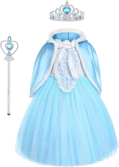 Meisjes Prinsessenjurk met Toverstaf en Kroon, Perfect voor Feestjes, Halloween en Verjaardagen