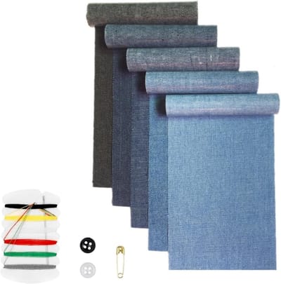 Opstrijkpatches Jeans - Reparatie Stof - Kleding Repareren - Duurzaam Denim - 5 Rollen 8x51cm - Multicolor