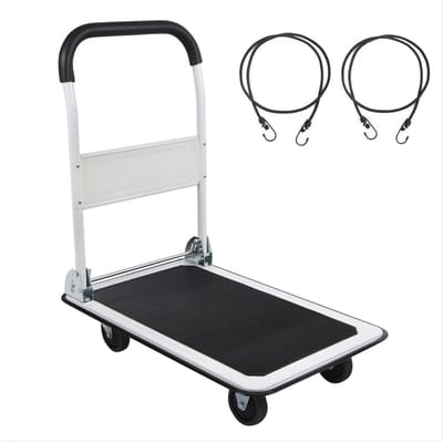 Opvouwbare Platformwagen - Handige Transportkar - Zwaar Transport - Met Extra Touwen - 73x47x82 cm - Wit