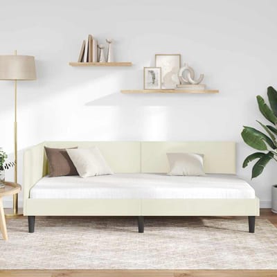 vidaXL - Hoek - Bed - Frame - Crème - 100 - x - 200 - cm - Fluweel