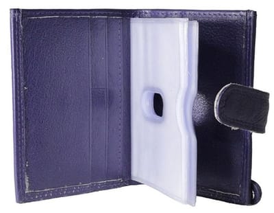 Creditcard Houder - Pasjeshouder Uitschuifbaar – Aubergine - Leer - RFID – Anti Skim - Muntgeld Ritsvak - Pasjeshouder Mannen