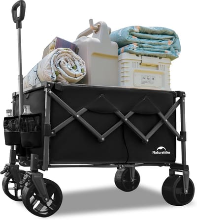 Opvouwbare Handwagen - Draagkar Tuinwagen - Buitenshuis Transport - 120 kg Draagvermogen - XL Capaciteit - Zwart