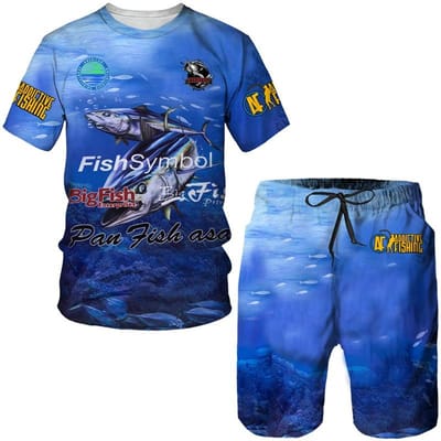 Zomervisserijgevecht Camo 3D-print Heren T-shirt Sets Harajuku Mode T-shirt Shorts Tweedelig Set Casual Pullover Trainingspak 4XL