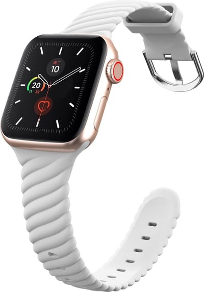 By Qubix - Geschikt voor Apple Watch bandje - Siliconen 'Twist' bandje - Wit - Geschikt voor Apple Watch 44mm / 45mm / 46mm / 49mm (Ultra 1,2 en 3) - Smartwatch bandje