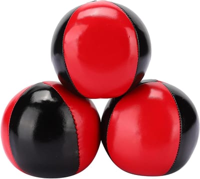 Jongleerballen Set - Oefenballen - Behendigheid Trainen - Duurzaam PU-leer - 3 stuks 90g - Rood Zwart