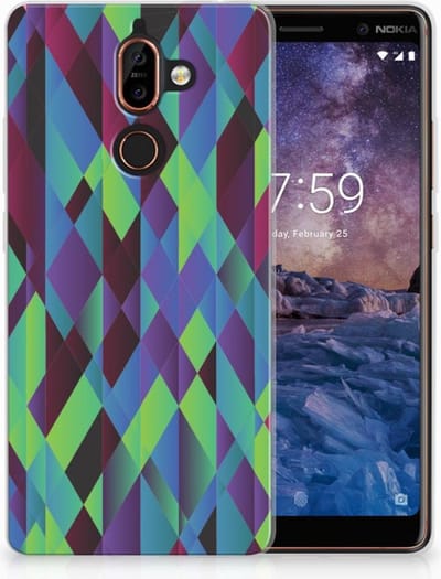 Nokia 7 Plus TPU Hoesje Abstract Green Blue