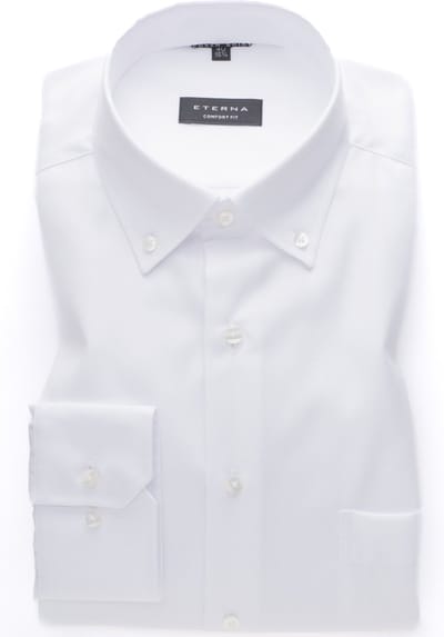 ETERNA comfort fit overhemd - twill - wit - Strijkvrij - Boordmaat: 40