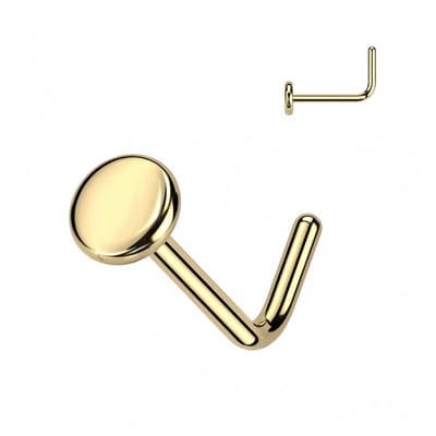 Neuspiercing titanium L-bend flat disc 3mm - goud - LMPiercings