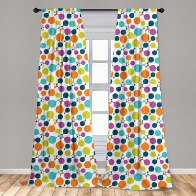 ABAKUHAUS – Ronde Bubbels Hip Gordijnen – 2x75x175 cm – Microvezel – Multicolor