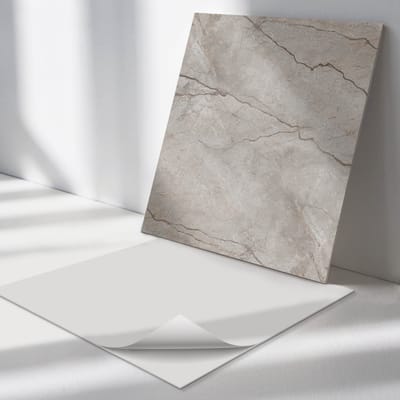 Wallfluent Vinyl Tegels - Natuursteenpatroon Vinyl Tegels Zelfklevend - 30 cm x 30 cm - Grijs PVC Tegels - Verpakking van 9 stuks - Vierkant PVC Tegels - Texturen Plaktegels - Zelfklevende Vinyltegels - Plaktegels Keuken en Badkamer