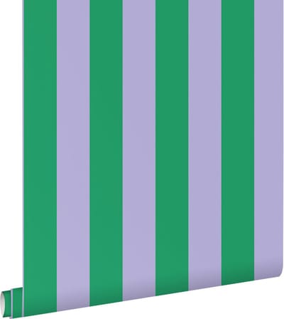 ESTAhome behang strepen groen en lila paars - 53 cm x 10.05 m - 139908