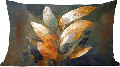 Sierkussens - Kussentjes Woonkamer - 60x40 cm - Gouden Bladcompositie – Botanische Luxe
