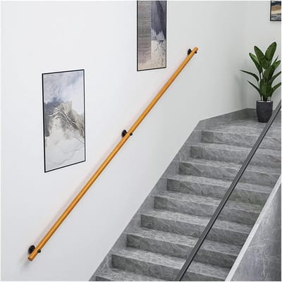 Trapleuningen, houten trapleuningen, antislip steunleuningen, met zwarte muurbeugels, badkamerleuningen(300cm)